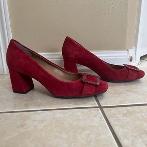 Aerosoles block heel pumps front buckle size 8